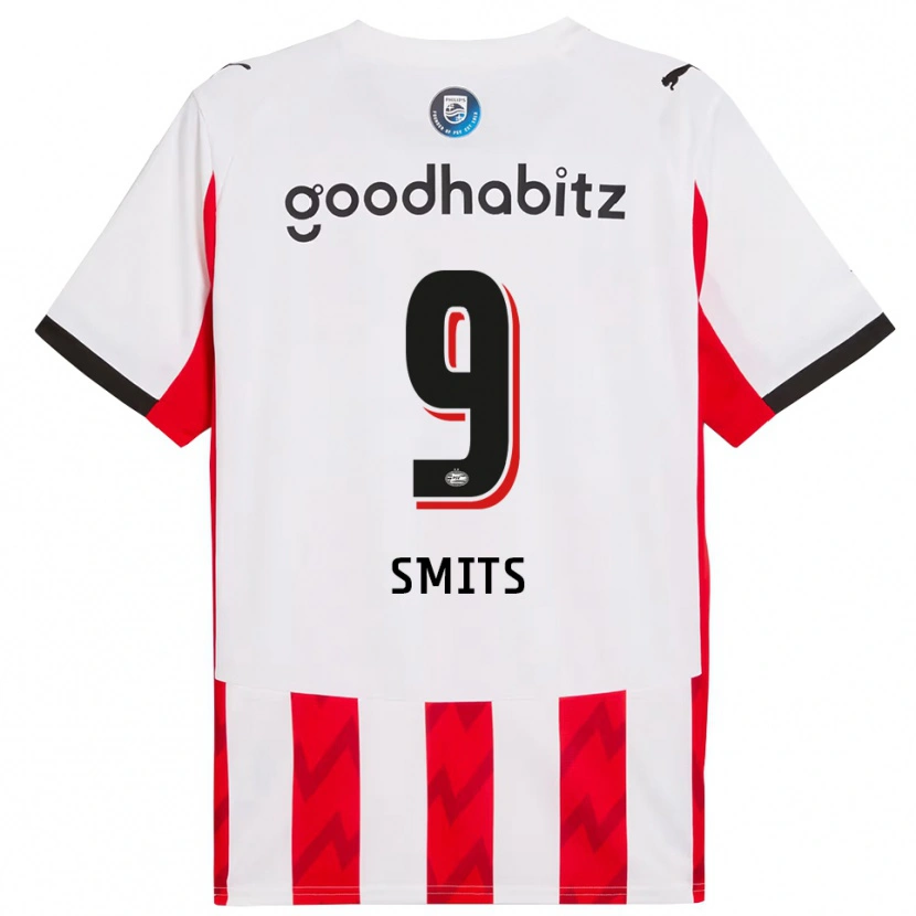 Danxen Uomo Maglia Joëlle Smits #9 Rosso Bianco Kit Gara Home 2025/26 Maglietta