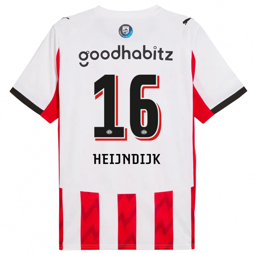 Danxen Uomo Maglia Bram Heijndijk #16 Rosso Bianco Kit Gara Home 2025/26 Maglietta