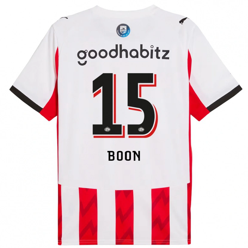 Danxen Uomo Maglia Rens Boon #15 Rosso Bianco Kit Gara Home 2025/26 Maglietta