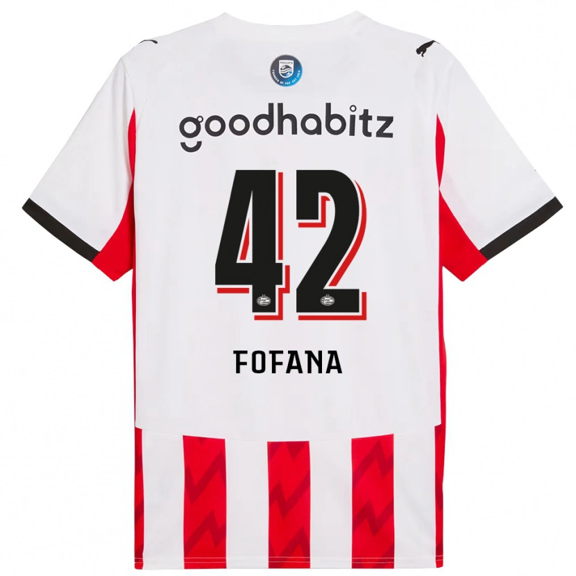 Danxen Uomo Maglia Fode Fofana #42 Rosso Bianco Kit Gara Home 2025/26 Maglietta
