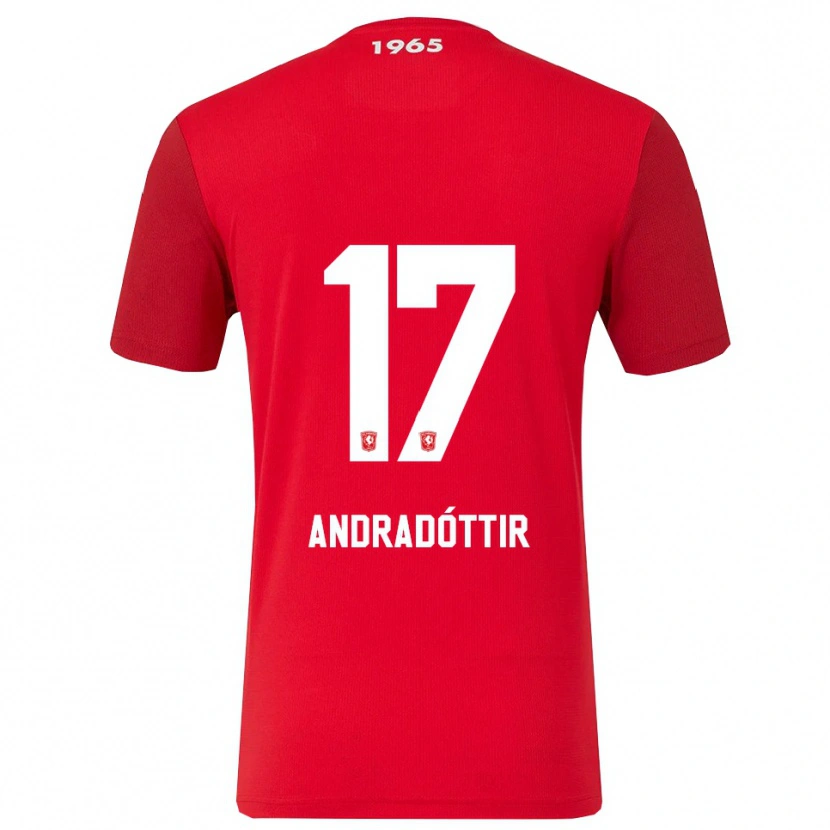 Danxen Uomo Maglia Amanda Andradóttir #17 Rosso Bianco Kit Gara Home 2025/26 Maglietta