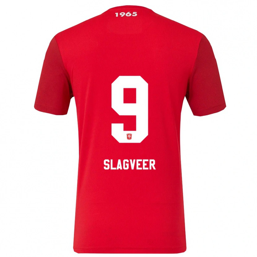 Danxen Uomo Maglia Derrick Slagveer #9 Rosso Bianco Kit Gara Home 2025/26 Maglietta