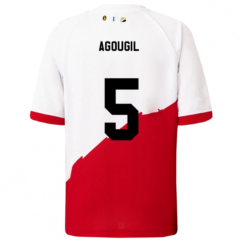 Danxen Uomo Maglia Oualid Agougil #5 Bianco Rosso Kit Gara Home 2025/26 Maglietta