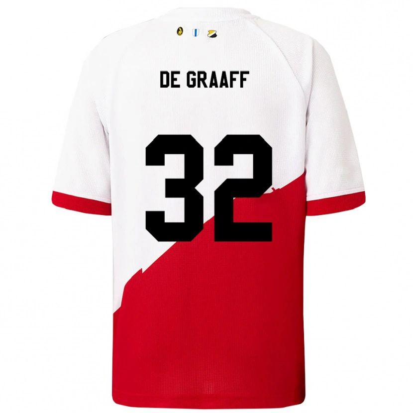 Danxen Uomo Maglia Tom De Graaff #32 Bianco Rosso Kit Gara Home 2025/26 Maglietta