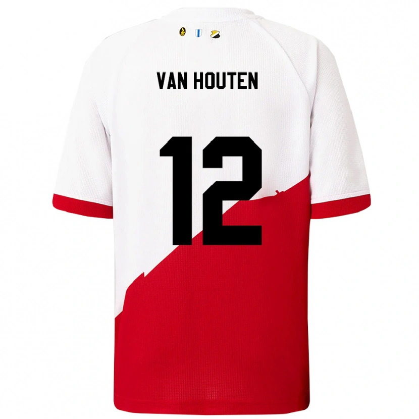 Danxen Uomo Maglia Dylan Van Houten #12 Bianco Rosso Kit Gara Home 2025/26 Maglietta