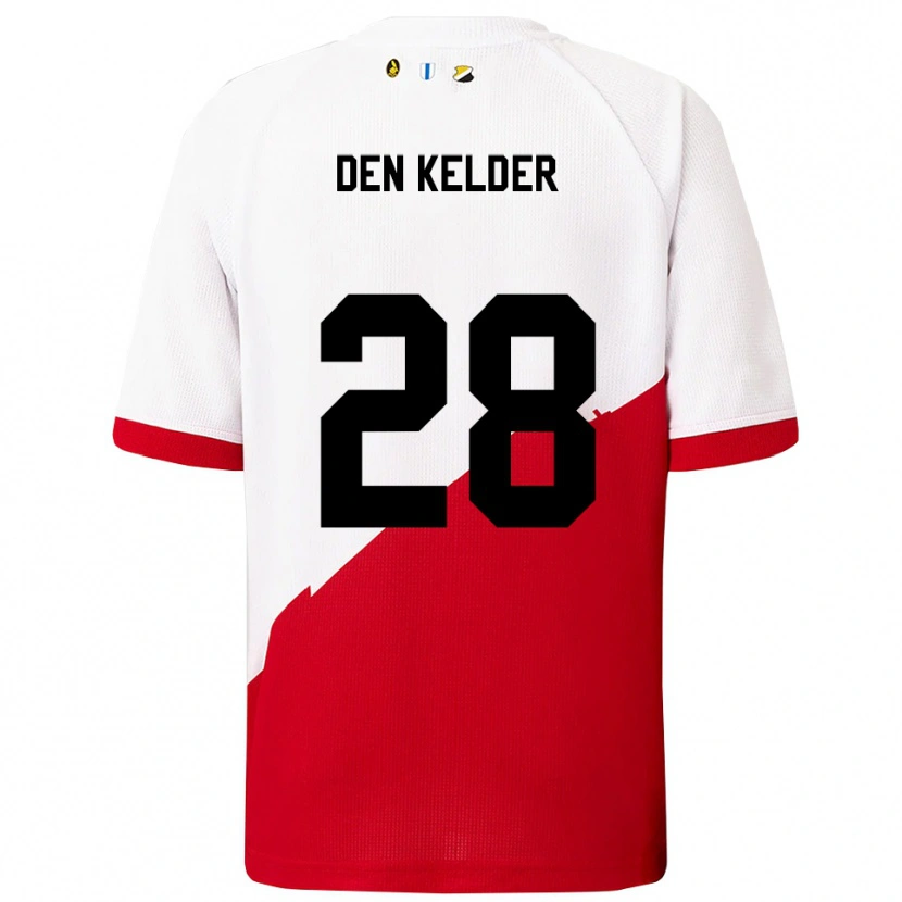 Danxen Uomo Maglia Gera Op Den Kelder #28 Bianco Rosso Kit Gara Home 2025/26 Maglietta