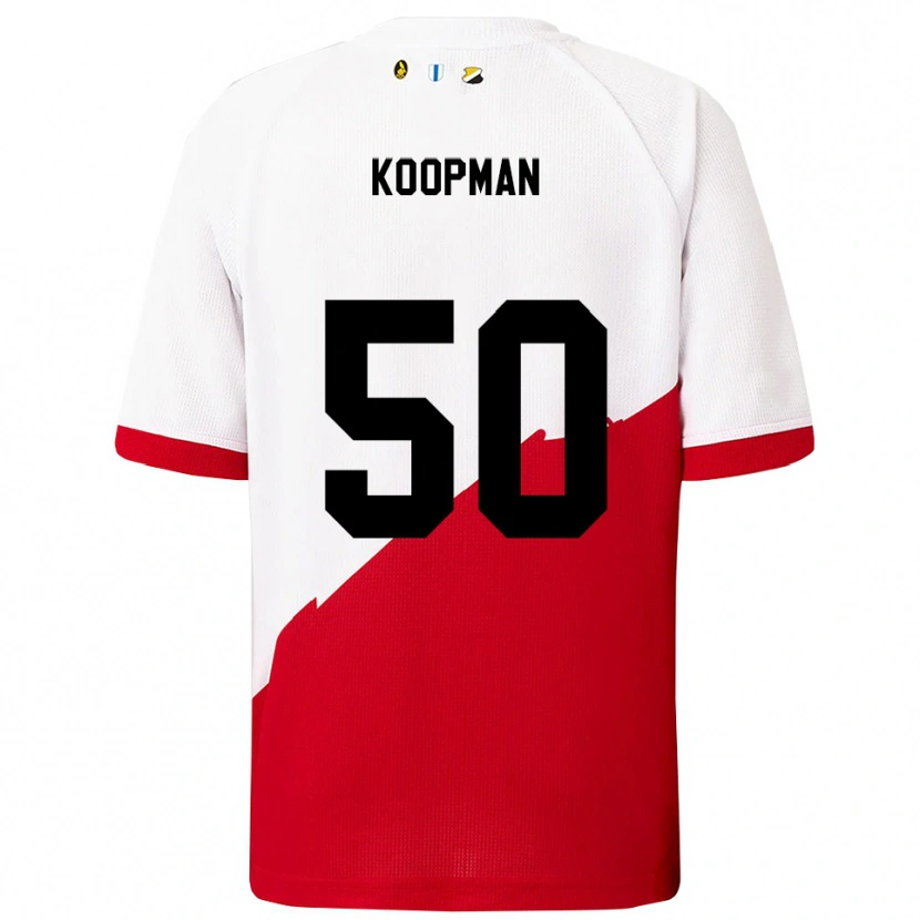 Danxen Uomo Maglia Kyra Koopman #50 Bianco Rosso Kit Gara Home 2025/26 Maglietta
