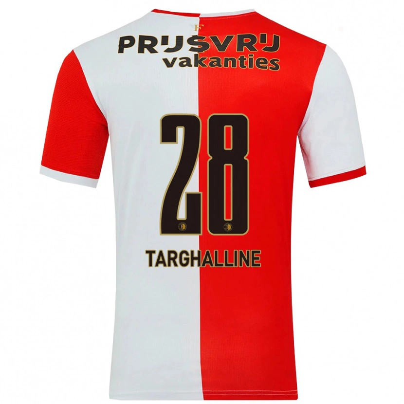 Danxen Uomo Maglia Oussama Targhalline #28 Rosso Bianco Kit Gara Home 2025/26 Maglietta