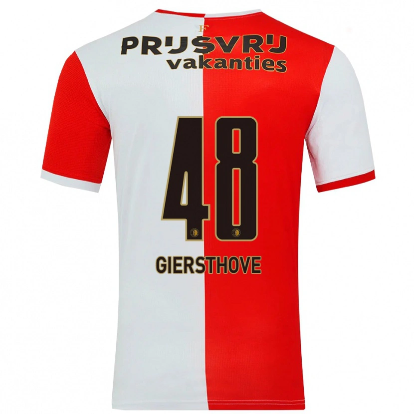 Danxen Uomo Maglia Djomar Giersthove #48 Rosso Bianco Kit Gara Home 2025/26 Maglietta