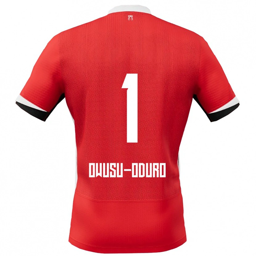 Danxen Uomo Maglia Rome Jayden Owusu-Oduro #1 Rosso Bianco Kit Gara Home 2025/26 Maglietta