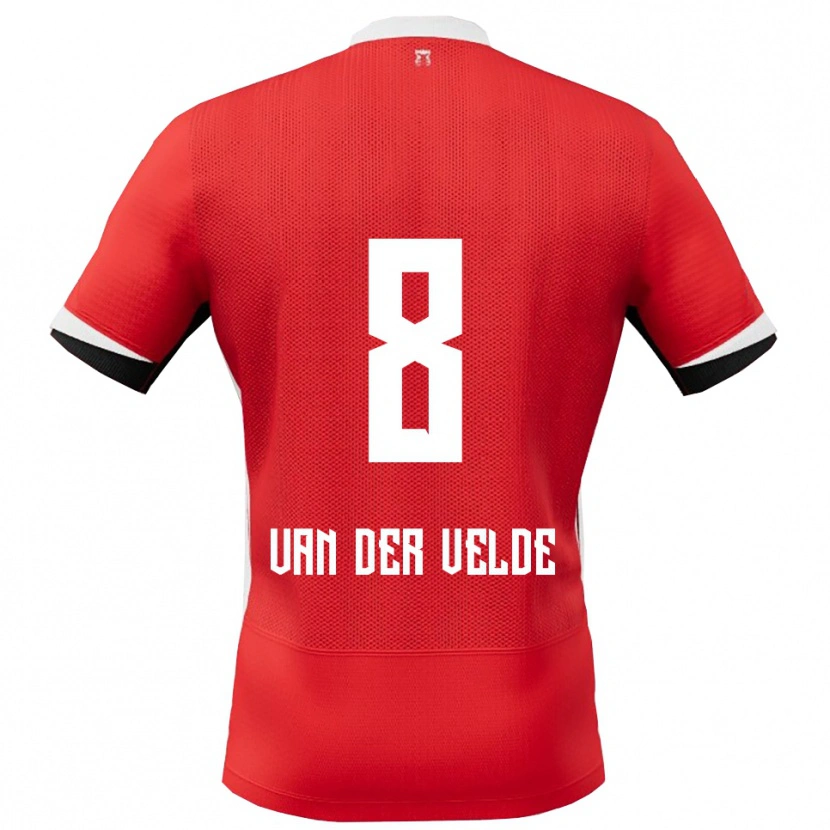 Danxen Uomo Maglia Yordi Van Der Velde #8 Rosso Bianco Kit Gara Home 2025/26 Maglietta