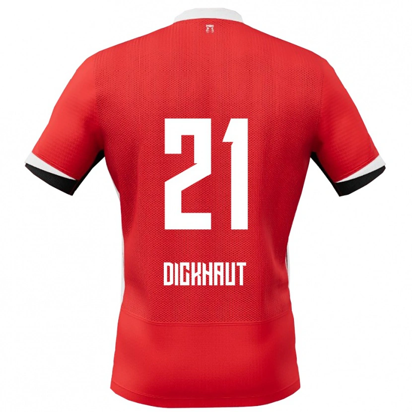 Danxen Uomo Maglia Damian Dickhaut #21 Rosso Bianco Kit Gara Home 2025/26 Maglietta