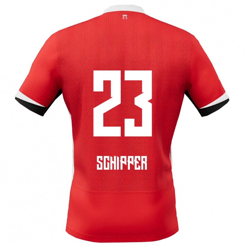 Danxen Uomo Maglia Jur Schipper #23 Rosso Bianco Kit Gara Home 2025/26 Maglietta