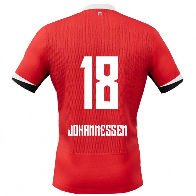 Danxen Uomo Maglia Tómas Johannessen #18 Rosso Bianco Kit Gara Home 2025/26 Maglietta