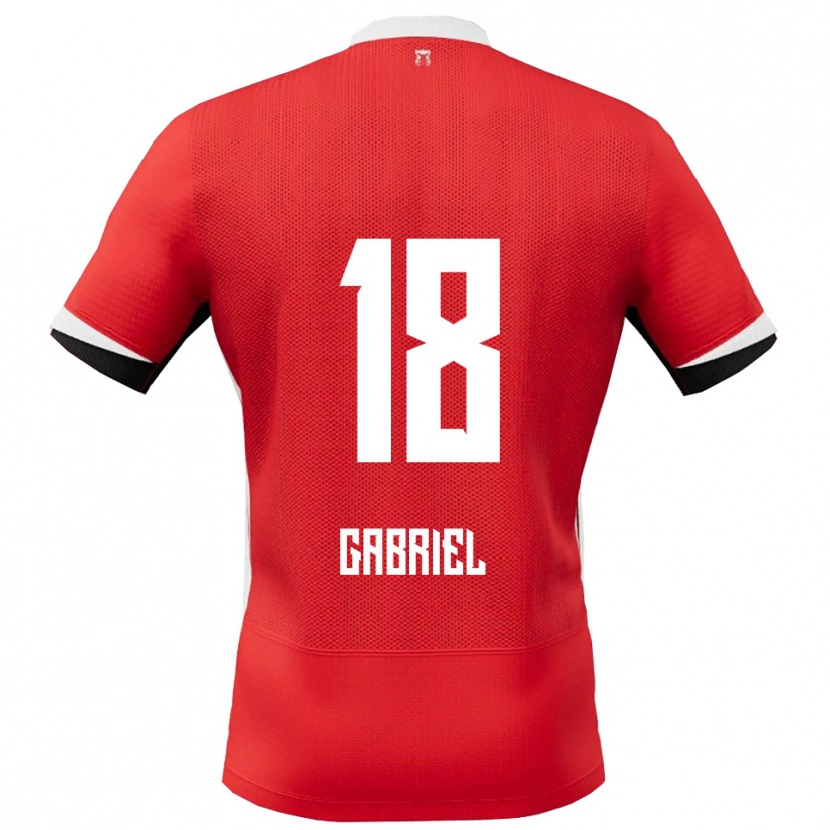 Danxen Uomo Maglia Gabriel Jongens #18 Rosso Bianco Kit Gara Home 2025/26 Maglietta