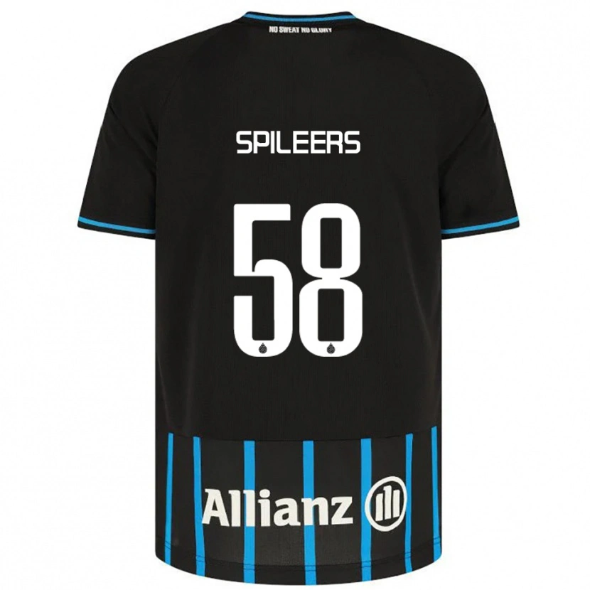 Danxen Uomo Maglia Jorne Spileers #58 Nero Blu Kit Gara Home 2025/26 Maglietta