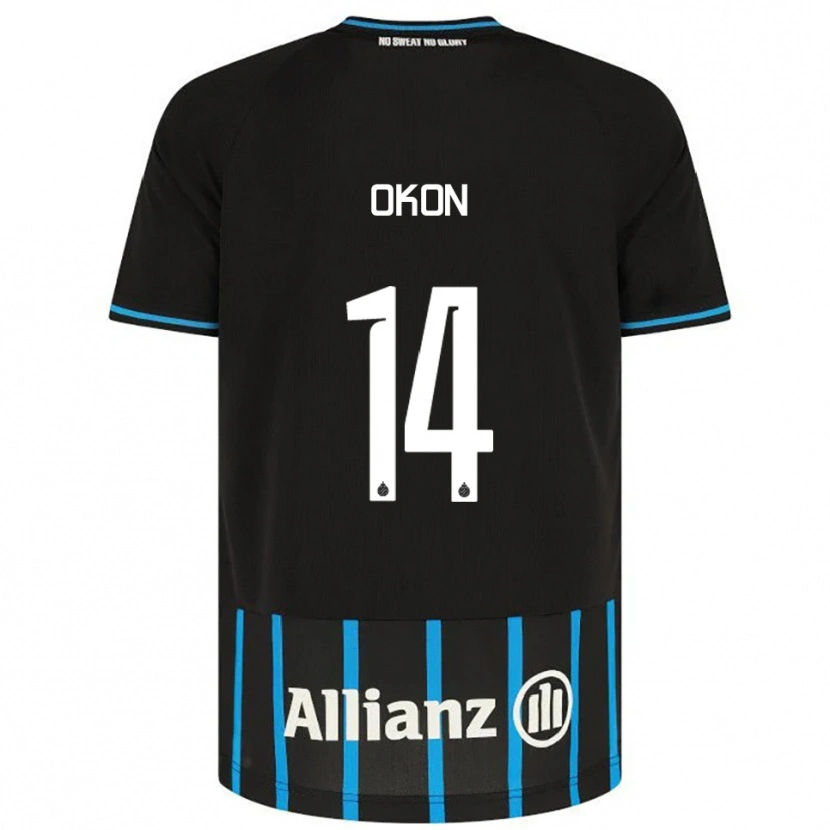 Danxen Uomo Maglia Gianluca Okon #14 Nero Blu Kit Gara Home 2025/26 Maglietta