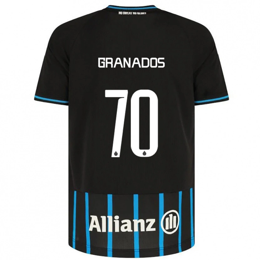 Danxen Uomo Maglia Alejandro Granados #70 Nero Blu Kit Gara Home 2025/26 Maglietta