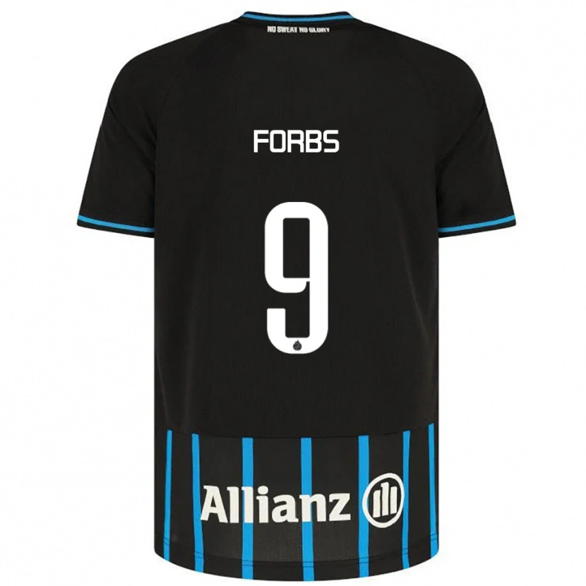 Danxen Uomo Maglia Carlos Forbs #9 Nero Blu Kit Gara Home 2025/26 Maglietta