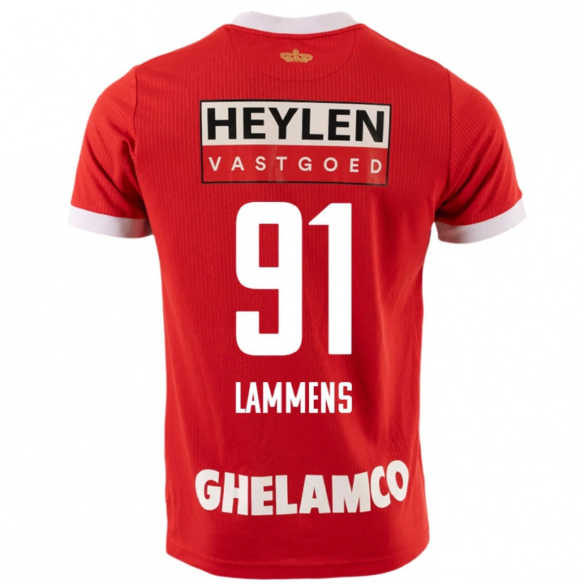 Danxen Uomo Maglia Senne Lammens #91 Rosso Bianco Kit Gara Home 2025/26 Maglietta