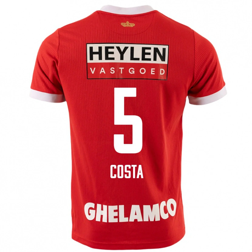 Danxen Uomo Maglia Ayrton Costa #5 Rosso Bianco Kit Gara Home 2025/26 Maglietta