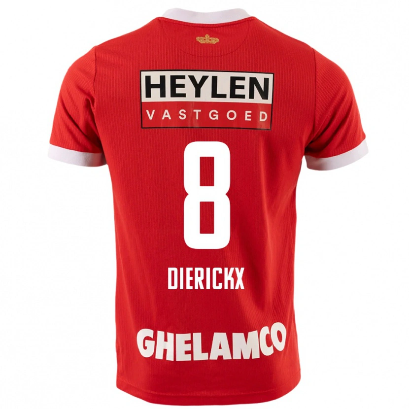 Danxen Uomo Maglia Xander Dierckx #8 Rosso Bianco Kit Gara Home 2025/26 Maglietta