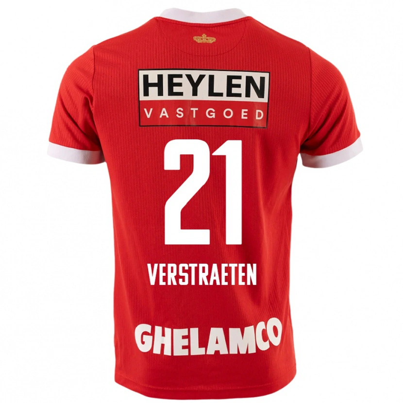 Danxen Uomo Maglia Andreas Verstraeten #21 Rosso Bianco Kit Gara Home 2025/26 Maglietta