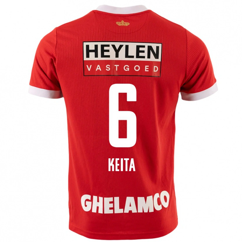 Danxen Uomo Maglia Thierno Keita #6 Rosso Bianco Kit Gara Home 2025/26 Maglietta