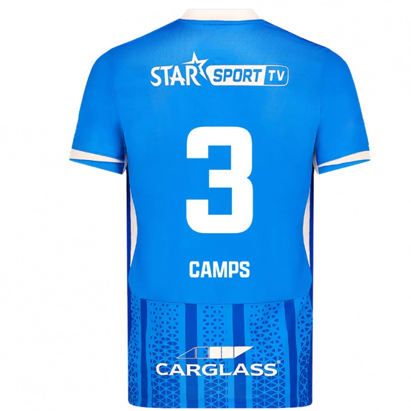 Danxen Uomo Maglia Romy Camps #3 Blu Bianco Kit Gara Home 2025/26 Maglietta