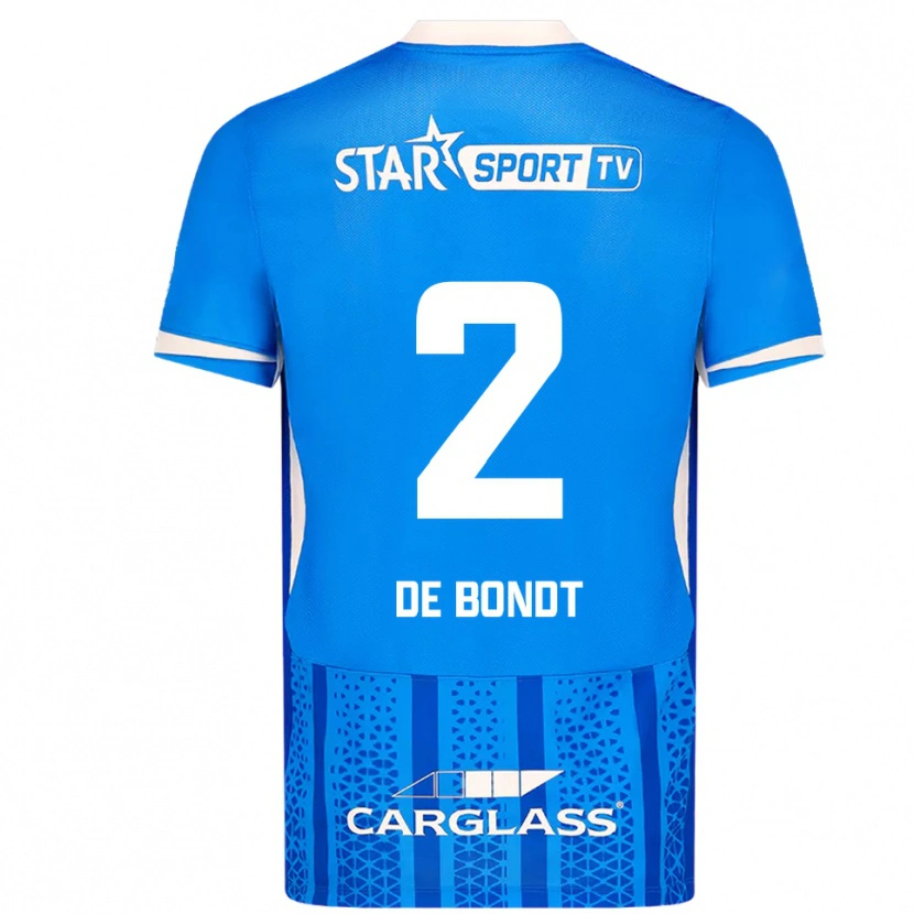 Danxen Uomo Maglia Marith De Bondt #2 Blu Bianco Kit Gara Home 2025/26 Maglietta