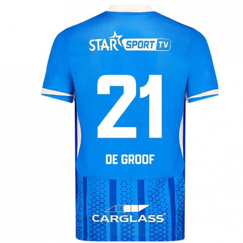 Danxen Uomo Maglia Jens De Groof #21 Blu Bianco Kit Gara Home 2025/26 Maglietta