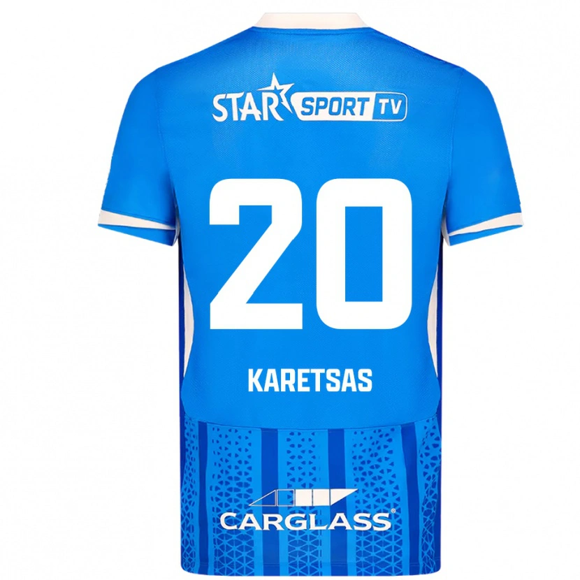 Danxen Uomo Maglia Konstantinos Karetsas #20 Blu Bianco Kit Gara Home 2025/26 Maglietta