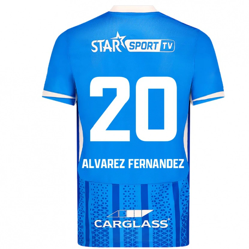 Danxen Uomo Maglia Loïc Alvarez Fernandez #20 Blu Bianco Kit Gara Home 2025/26 Maglietta