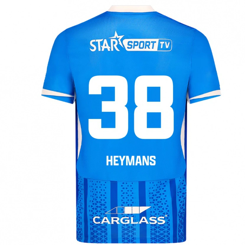 Danxen Uomo Maglia Daan Heymans #38 Blu Bianco Kit Gara Home 2025/26 Maglietta