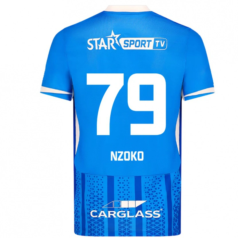 Danxen Uomo Maglia Djoully Nzoko #79 Blu Bianco Kit Gara Home 2025/26 Maglietta