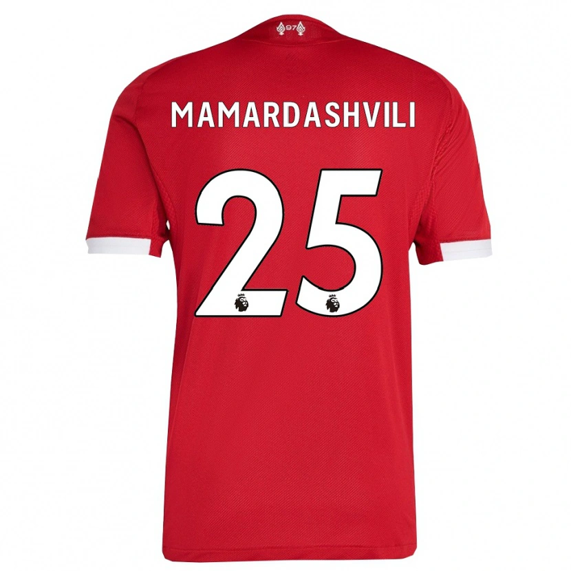 Danxen Uomo Maglia Giorgi Mamardashvili #25 Rosso Bianco Kit Gara Home 2025/26 Maglietta