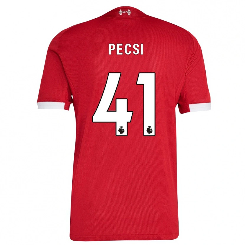 Danxen Uomo Maglia Ármin Pécsi #41 Rosso Bianco Kit Gara Home 2025/26 Maglietta