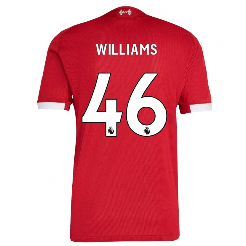 Danxen Uomo Maglia Rhys Williams #46 Rosso Bianco Kit Gara Home 2025/26 Maglietta