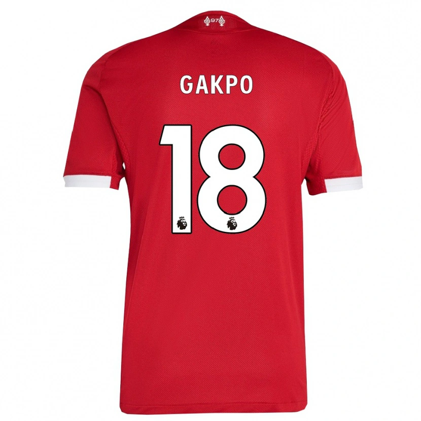 Danxen Uomo Maglia Cody Gakpo #18 Rosso Bianco Kit Gara Home 2025/26 Maglietta