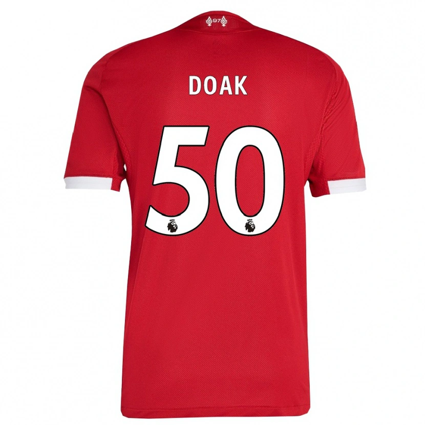 Danxen Uomo Maglia Ben Doak #50 Rosso Bianco Kit Gara Home 2025/26 Maglietta