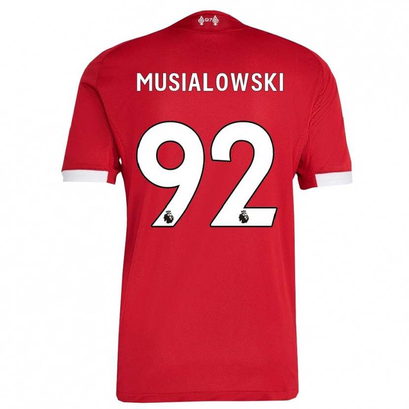 Danxen Uomo Maglia Mateusz Musialowski #92 Rosso Bianco Kit Gara Home 2025/26 Maglietta