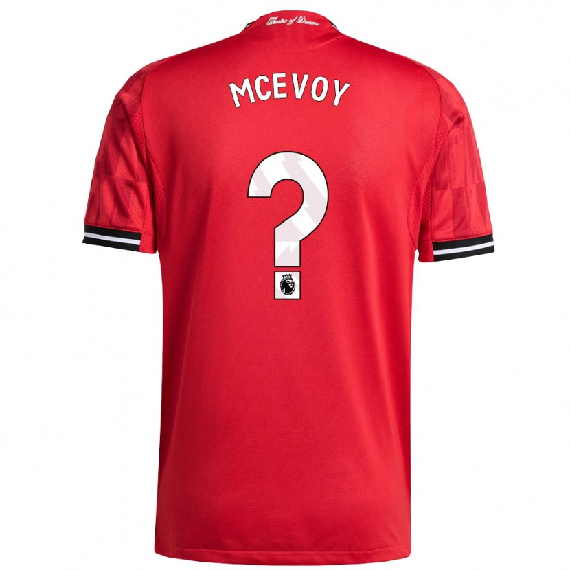 Danxen Uomo Maglia Jay Mcevoy #0 Rosso Nero Bianco Kit Gara Home 2025/26 Maglietta