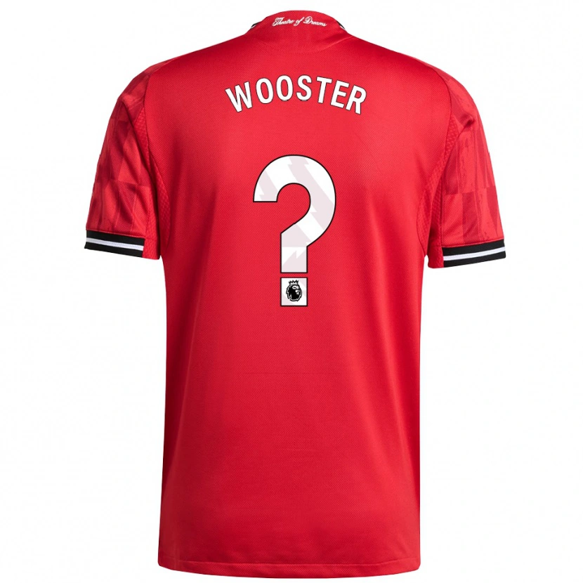 Danxen Uomo Maglia Tom Wooster #0 Rosso Nero Bianco Kit Gara Home 2025/26 Maglietta