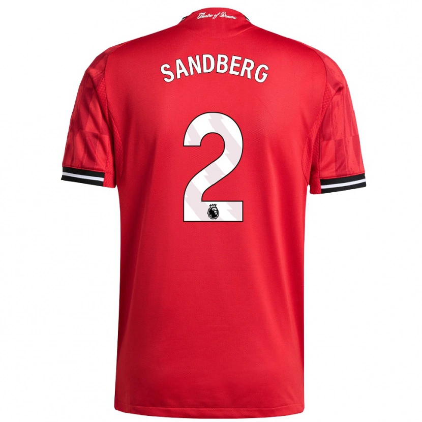 Danxen Uomo Maglia Anna Sandberg #2 Rosso Nero Bianco Kit Gara Home 2025/26 Maglietta