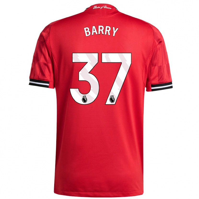 Danxen Uomo Maglia Keira Barry #37 Rosso Nero Bianco Kit Gara Home 2025/26 Maglietta