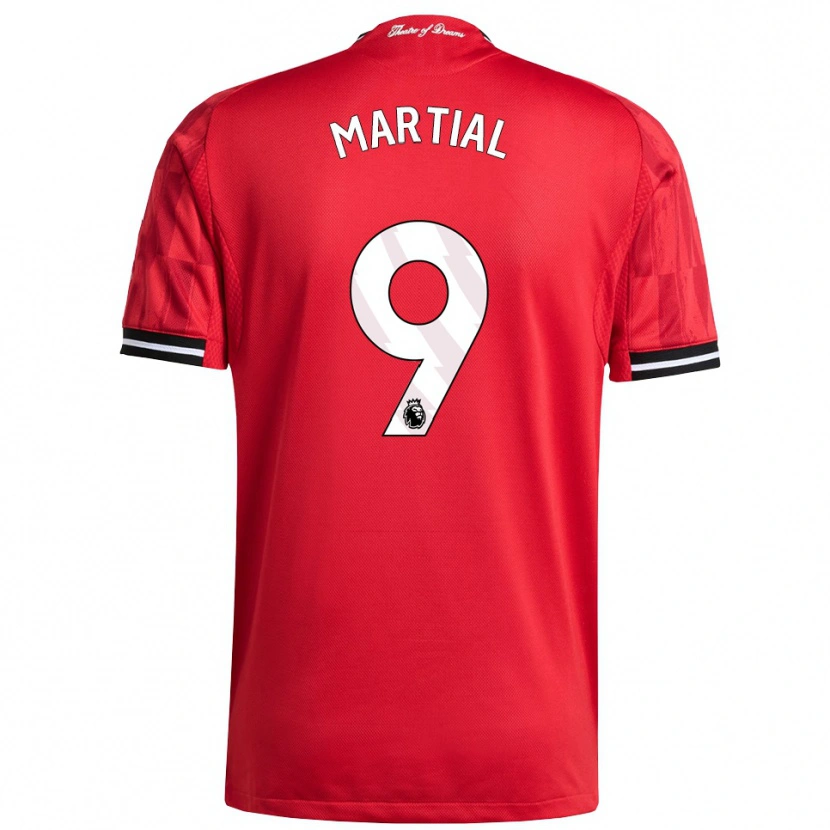 Danxen Uomo Maglia Anthony Martial #9 Rosso Nero Bianco Kit Gara Home 2025/26 Maglietta