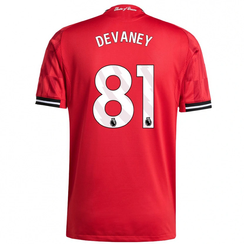 Danxen Uomo Maglia Jacob Devaney #81 Rosso Nero Bianco Kit Gara Home 2025/26 Maglietta
