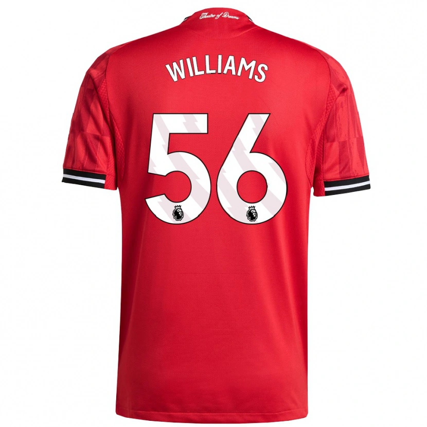 Danxen Uomo Maglia Ethan Williams #56 Rosso Nero Bianco Kit Gara Home 2025/26 Maglietta