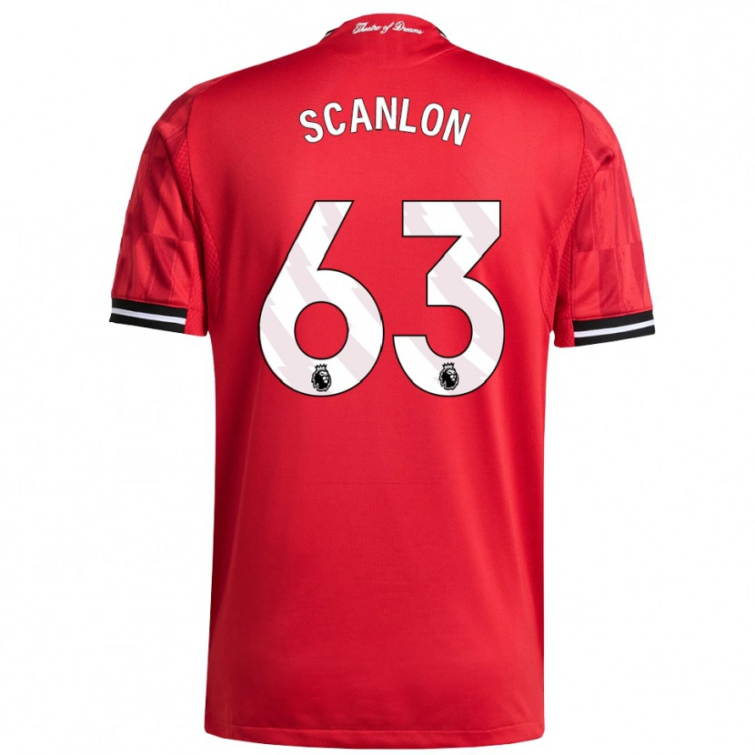 Danxen Uomo Maglia James Scanlon #63 Rosso Nero Bianco Kit Gara Home 2025/26 Maglietta