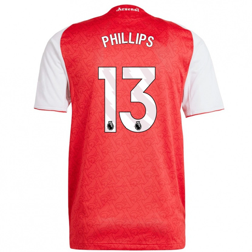 Danxen Uomo Maglia Charlie Phillips #13 Rosso Bianco Kit Gara Home 2025/26 Maglietta